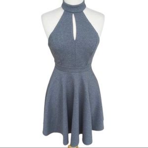New Altar'd State Gray Quilted Sleeveless Lace Backless Fit & Flare Mini Dress M
